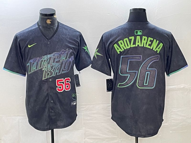 Men Tampa Bay Rays 56 Randy Arozarena Nike MLB Limited City Connect Black 2024 Jersey style 3